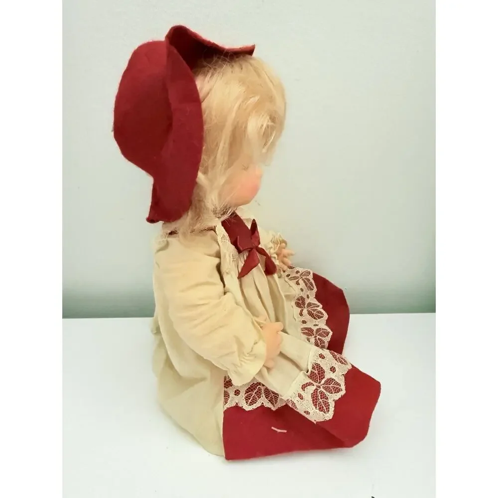 Vintage 1974 Horsman Dolls Blonde Girl Red Hood Doll Lace Dress 14”